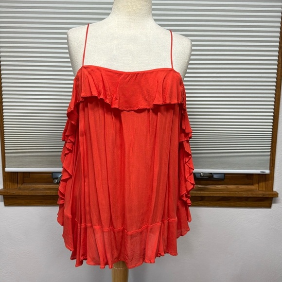 Intimately Free People Cascades Coral Red Tank Top Size Small - Picture 6 of 12